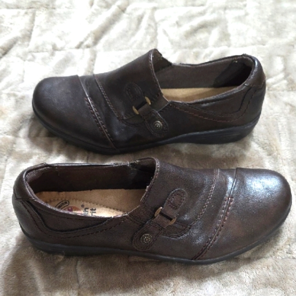 Earth Spirit Gelron Cushion Slip-on Loafers Women's Brown Faux Leather‎ Sz 8 EUC